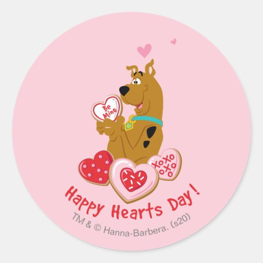 Scooby-Doo - Happy Hearts Day Ronde Sticker (Voorkant)