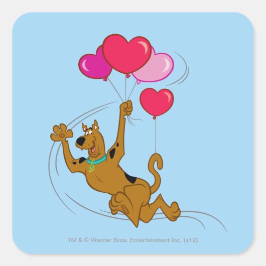 Scooby Doo - Heart-ballonnen Vierkante Sticker (Voorkant)