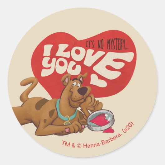 Scooby-Doo - Het is geen mysterie... ik hou van je Ronde Sticker (Voorkant)