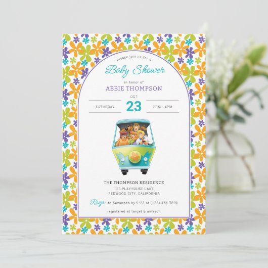 Scooby-Doo & het Mystery Machine Baby shower Kaart (Staand voorkant)
