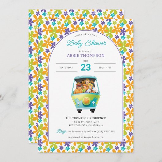 Scooby-Doo & het Mystery Machine Baby shower Kaart (Voorkant / Achterkant)