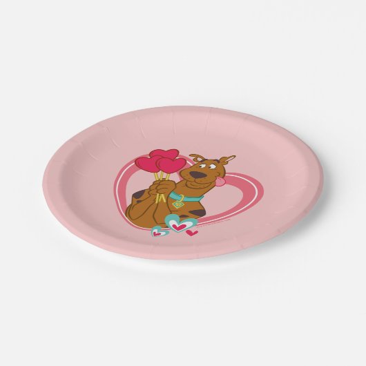 Scooby-Doo Holding Heart Lolipops Papieren Bordje (Gekanteld)