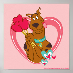 Scooby-Doo Holding Heart Lolipops Poster