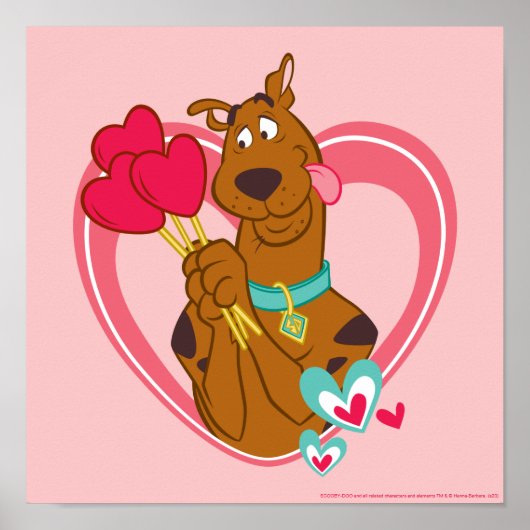 Scooby-Doo Holding Heart Lolipops Poster (Voorkant)