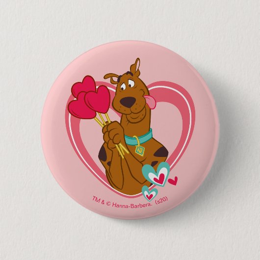 Scooby-Doo Holding Heart Lolipops Ronde Button 5,7 Cm (Voorkant)