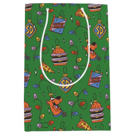 Scooby-Doo Holiday Snack Lights Pattern Medium Cadeauzakje (Voorkant)