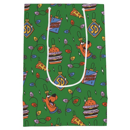 Scooby-Doo Holiday Snack Lights Pattern Medium Cadeauzakje (Achterkant)
