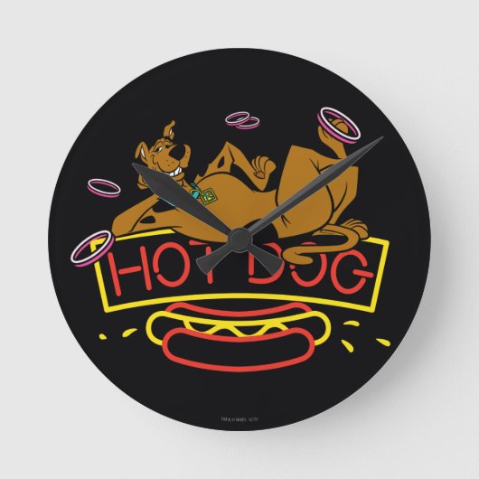 Scooby-Doo Hot Dog Neon Sign Ronde Klok (Voorkant)