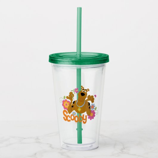 Scooby-Doo in bloemen Acryl Drinkbeker (Voorkant)