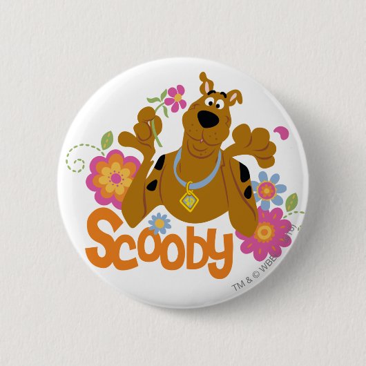 Scooby-Doo in bloemen Ronde Button 5,7 Cm (Voorkant)