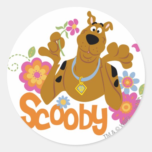 Scooby-Doo in bloemen Ronde Sticker (Voorkant)
