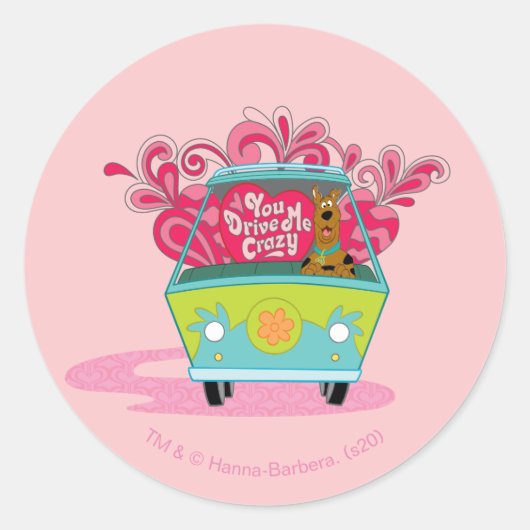 Scooby-Doo - Je rijdt me gek Ronde Sticker (Voorkant)