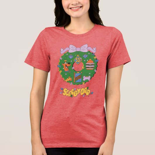 Scooby-Doo Kerst Snack Krans Grafisch Tri-Blend Shirt (Voorkant)