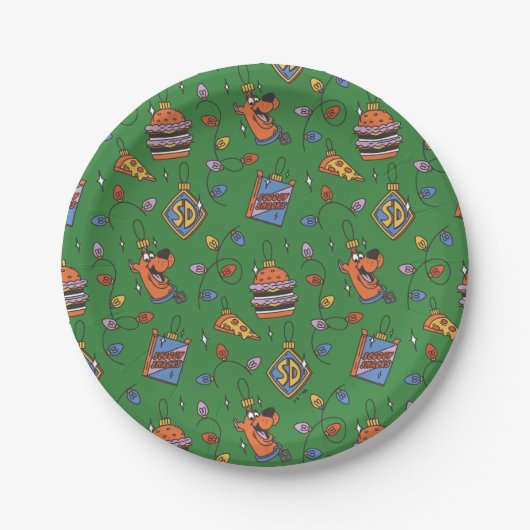 Scooby-Doo Kerst Snack Lichtjes Patroon Papieren Bordje (Voorkant)