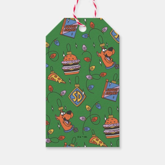 Scooby-Doo Kerst Snacks Lichten Patroon Cadeaulabel (Voorkant)