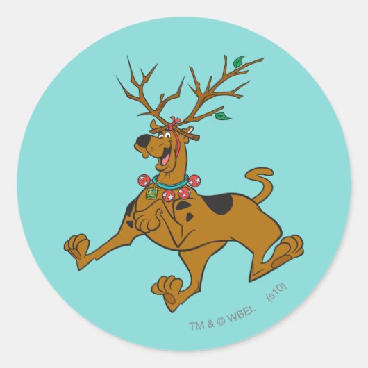 Scooby-Doo Kerstfeestdag Antlers Ronde Sticker (Voorkant)
