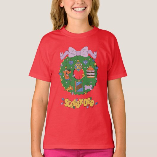 Scooby-Doo Kerstkrans Grafiek Snack T-shirt (Voorkant)