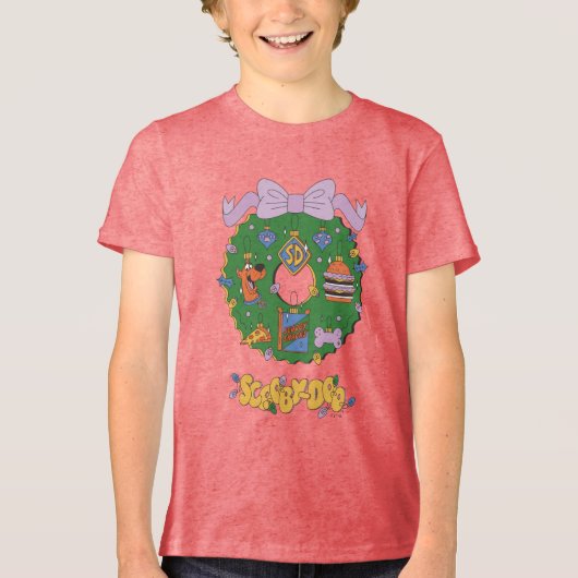 Scooby-Doo Kerstkrans Grafisch Ontwerp Snack Tri-Blend Shirt (Voorkant)
