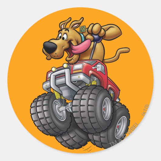 Scooby Doo-Monster Truck Ronde Sticker (Voorkant)