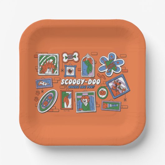 Scooby-Doo Muur van Halloween Lijstframes Papieren Bordje (Voorkant)