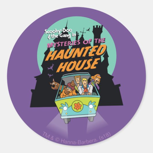 Scooby-Doo "Mysteries of the Haunted House" Ronde Sticker (Voorkant)