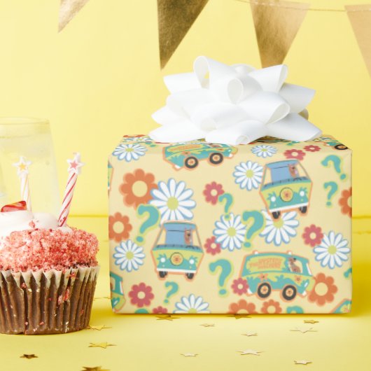 Scooby-Doo Mystery Machine Flower Pattern Cadeaupapier (Verjaardagsfeest)
