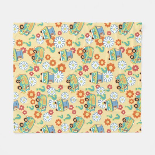 Scooby-Doo Mystery Machine Flower Pattern Fleece Deken (Voorkant (Horizontaal))
