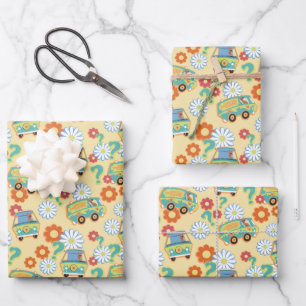 Scooby-Doo Mystery Machine Flower Pattern Inpakpapier Vel