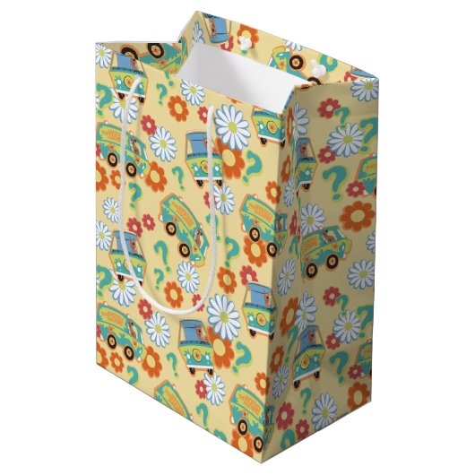 Scooby-Doo Mystery Machine Flower Pattern Medium Cadeauzakje (Achterkant Gekanteld)