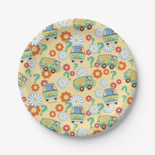 Scooby-Doo Mystery Machine Flower Pattern Papieren Bordje (Voorkant)