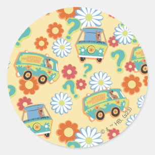 Scooby-Doo Mystery Machine Flower Pattern Ronde Sticker