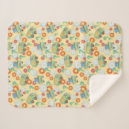 Scooby-Doo Mystery Machine Flower Pattern Sherpa Deken (Voorkant (horizontaal))