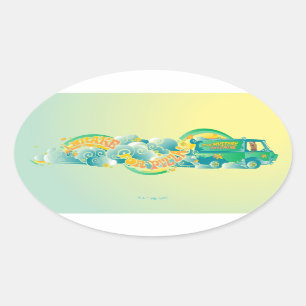 Scooby-Doo   Mystery Machine "I Brake for Pizza" Ovale Sticker