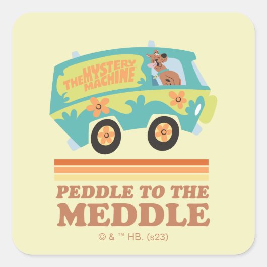 Scooby-Doo Mystery Machine "Peddle to the Meddle" Vierkante Sticker (Voorkant)