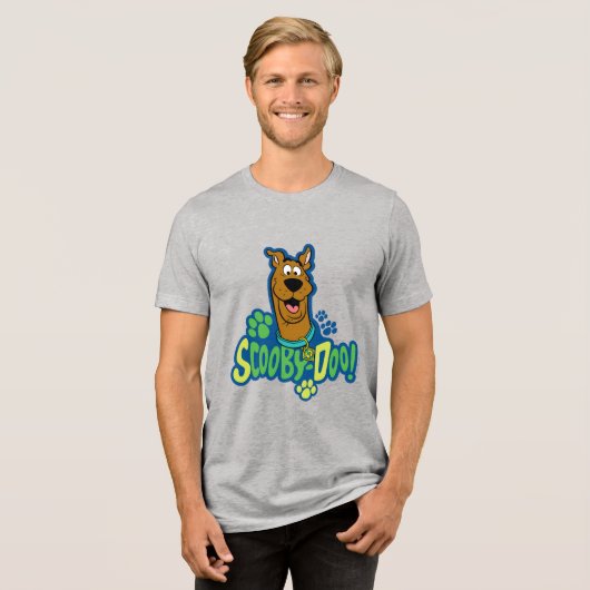 Scooby-doo Paw Print Character Badge Tri-Blend Shirt (Voorkant volledig)