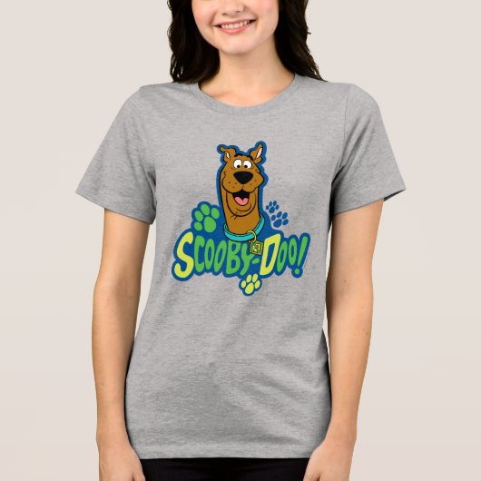 Scooby-Doo Paw Print Character Badge Tri-Blend Shirt (Voorkant)