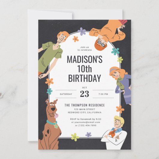 Scooby-Doo Personages Groovy Chalkboard Verjaardag Kaart (Voorkant)