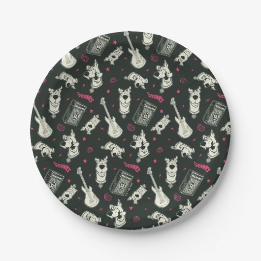 Scooby-Doo Punk gitaar en versterkerpatroon Papieren Bordje (Voorkant)