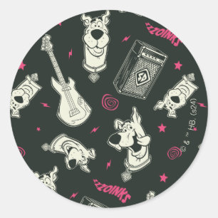 Scooby-Doo Punk gitaar en versterkerpatroon Ronde Sticker
