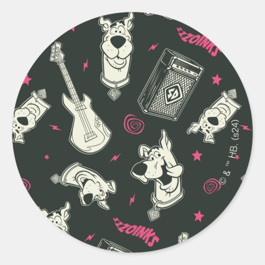 Scooby-Doo Punk gitaar en versterkerpatroon Ronde Sticker (Voorkant)