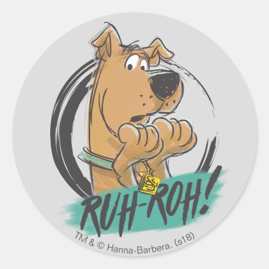 Scooby-Doo "Ruh Roh!" Marker Sketch Ronde Sticker (Voorkant)