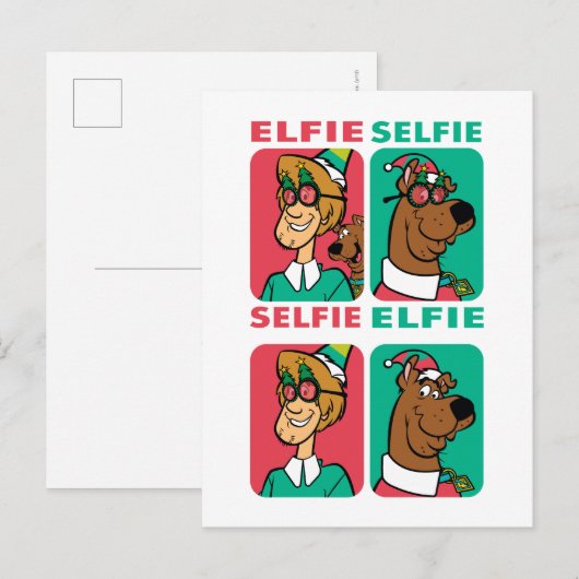 Scooby-Doo & Shaggy "Elfie Selfie" Feestdagenkaart (Voorkant / Achterkant)
