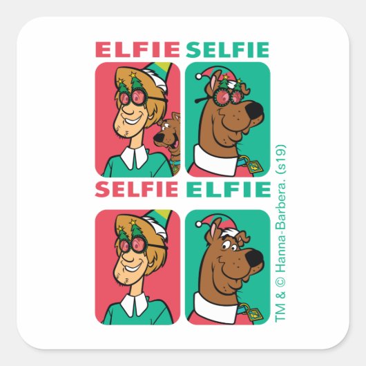 Scooby-Doo & Shaggy "Elfie Selfie" Vierkante Sticker (Voorkant)