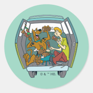 Scooby-Doo & Shaggy in Mystery Machine Ronde Sticker