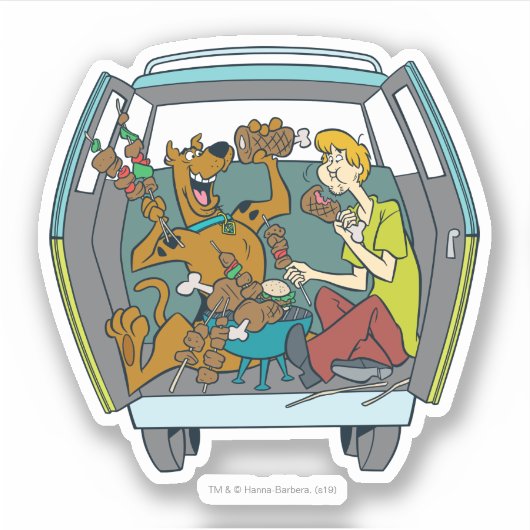 Scooby-Doo & Shaggy in Mystery Machine Sticker (Voorkant)