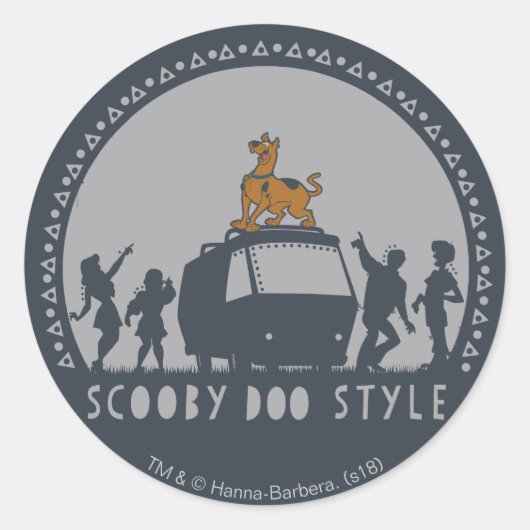 Scooby-Doo Style Tribal Van Silhouette Ronde Sticker (Voorkant)