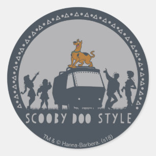Scooby-Doo Style Tribal Van Silhouette Ronde Sticker