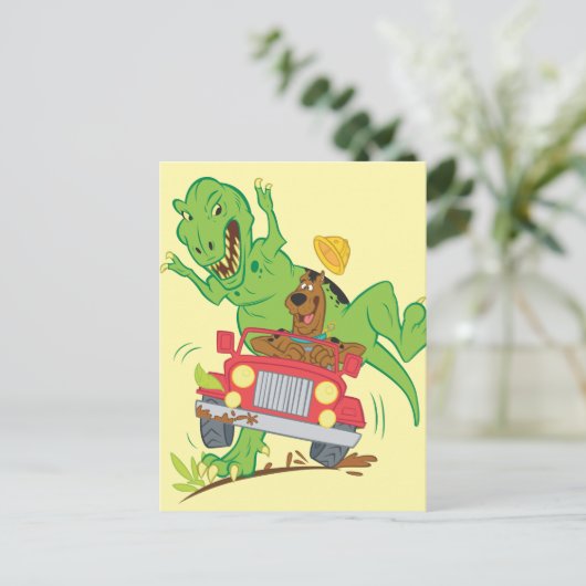 Scooby-Doo T-Rex-aanval Briefkaart (Staand voorkant)