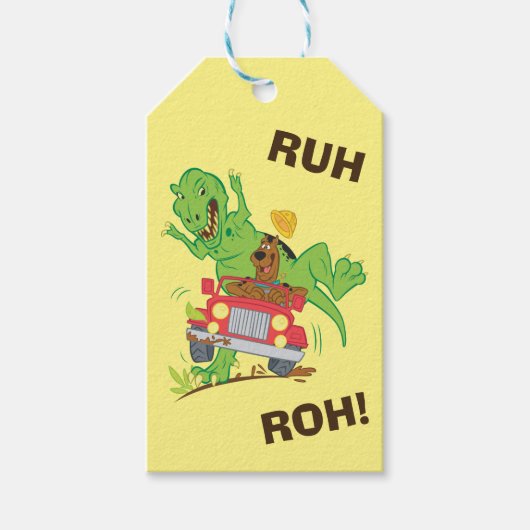 Scooby-Doo T-Rex-aanval Cadeaulabel (Voorkant)