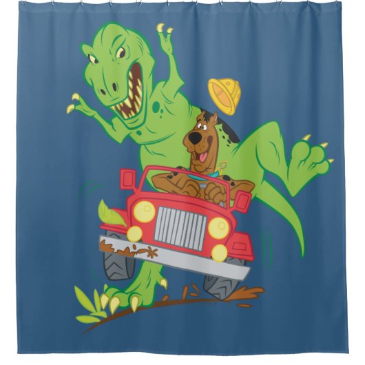Scooby-Doo T-Rex-aanval Douchegordijn (Voorkant)